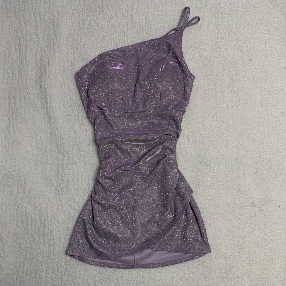 Crystal Doll Purple Glitter Mini Dress